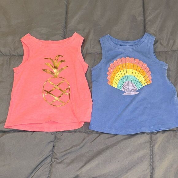 12m cat & Jack 2 pack tank tops seashell and pineapple - Picture 1 of 4